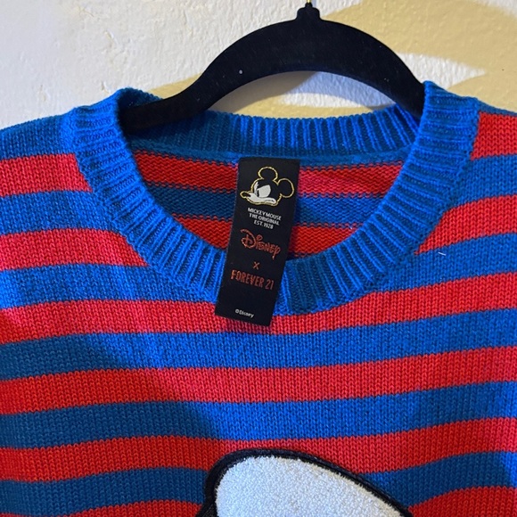 Disney Donald Duck Blue and Red Striped Crewneck Sweater - Picture 3 of 3